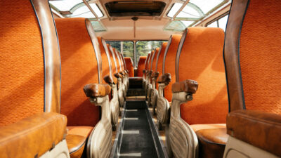 vintage orange bus seats